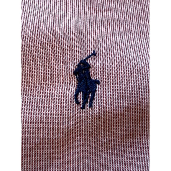 Ralph Lauren Yarmouth Mens 17 34/35 Red White Striped Cotton Button Down Shirt - Picture 4 of 15
